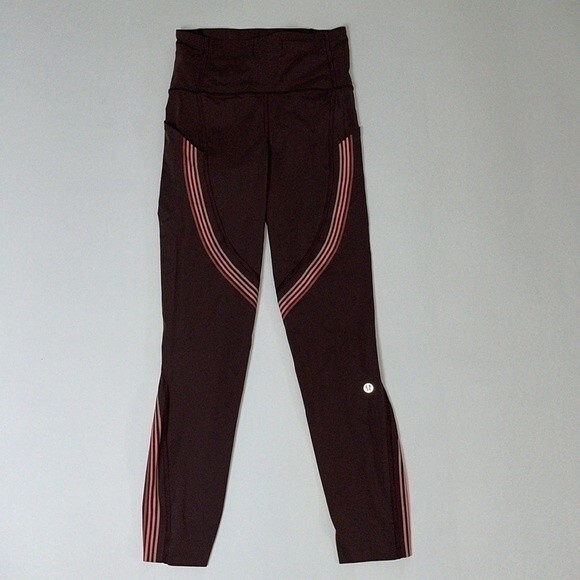 Lululemon Speed Limit Crop leggings Cherry Cola nulux 2 - Picture 4 of 8